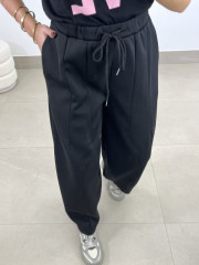 pantalon felpa tipo barrel negro