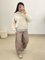 pantalon felpa tipo barrel camel