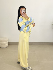 pantalon felpa tipo barrel amarillo