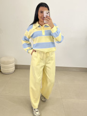 pantalon felpa tipo barrel amarillo