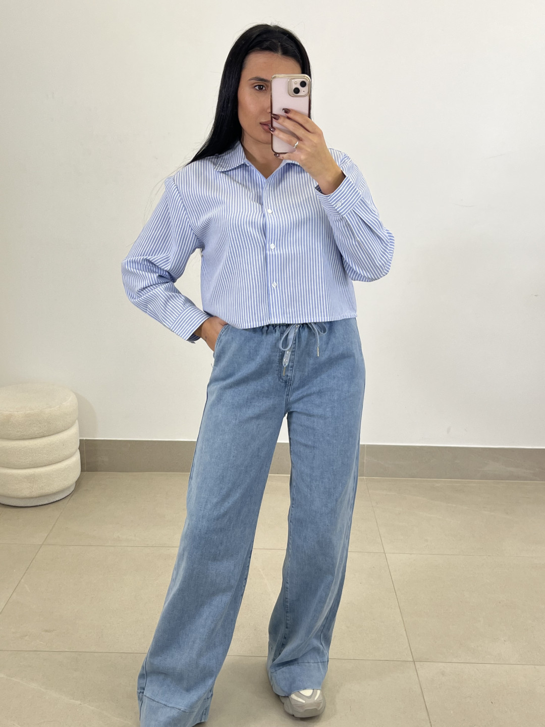 pantalon fluido tipo denim vaquero