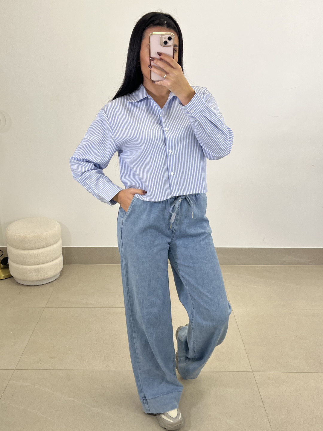 pantalon fluido tipo denim vaquero