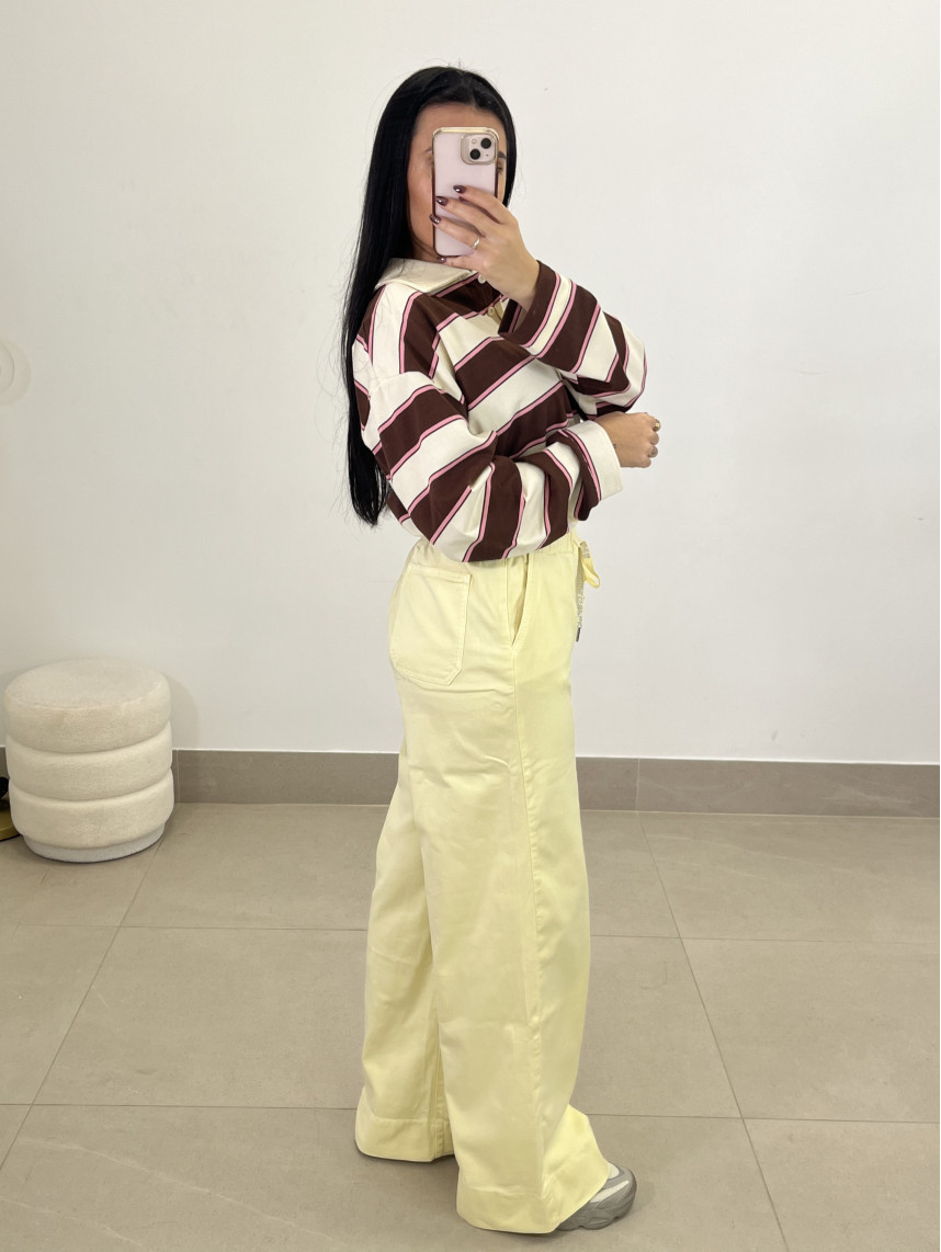 pantalon fluido tipo denim amarillo