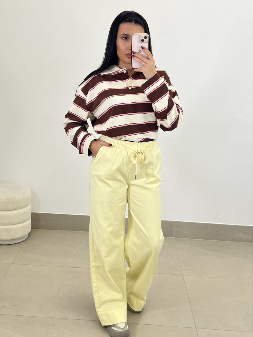 pantalon fluido tipo denim amarillo