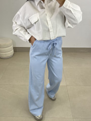 pantalon fluido tipo denim celeste