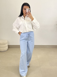 pantalon fluido tipo denim celeste