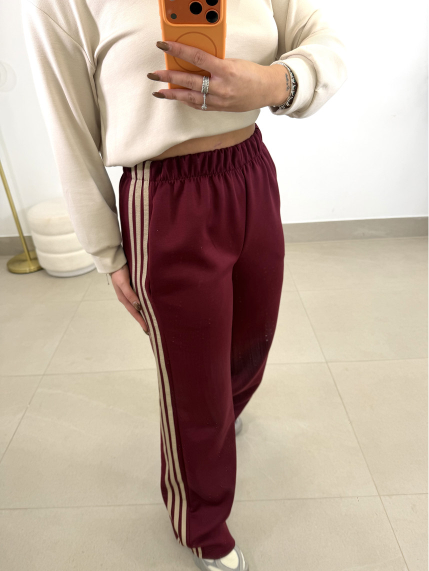 pantalon tinto felpa raya lateral beige