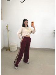 pantalon tinto felpa raya lateral beige