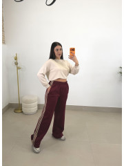 pantalon tinto felpa raya lateral beige