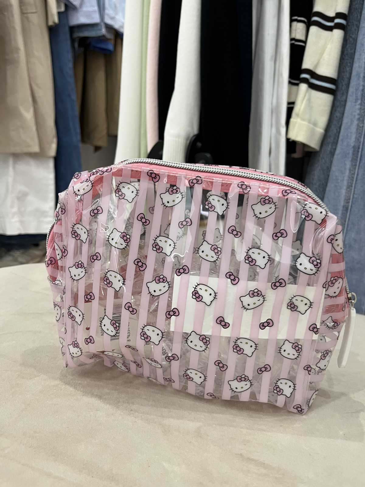 neceser hello kitty transparente rosa