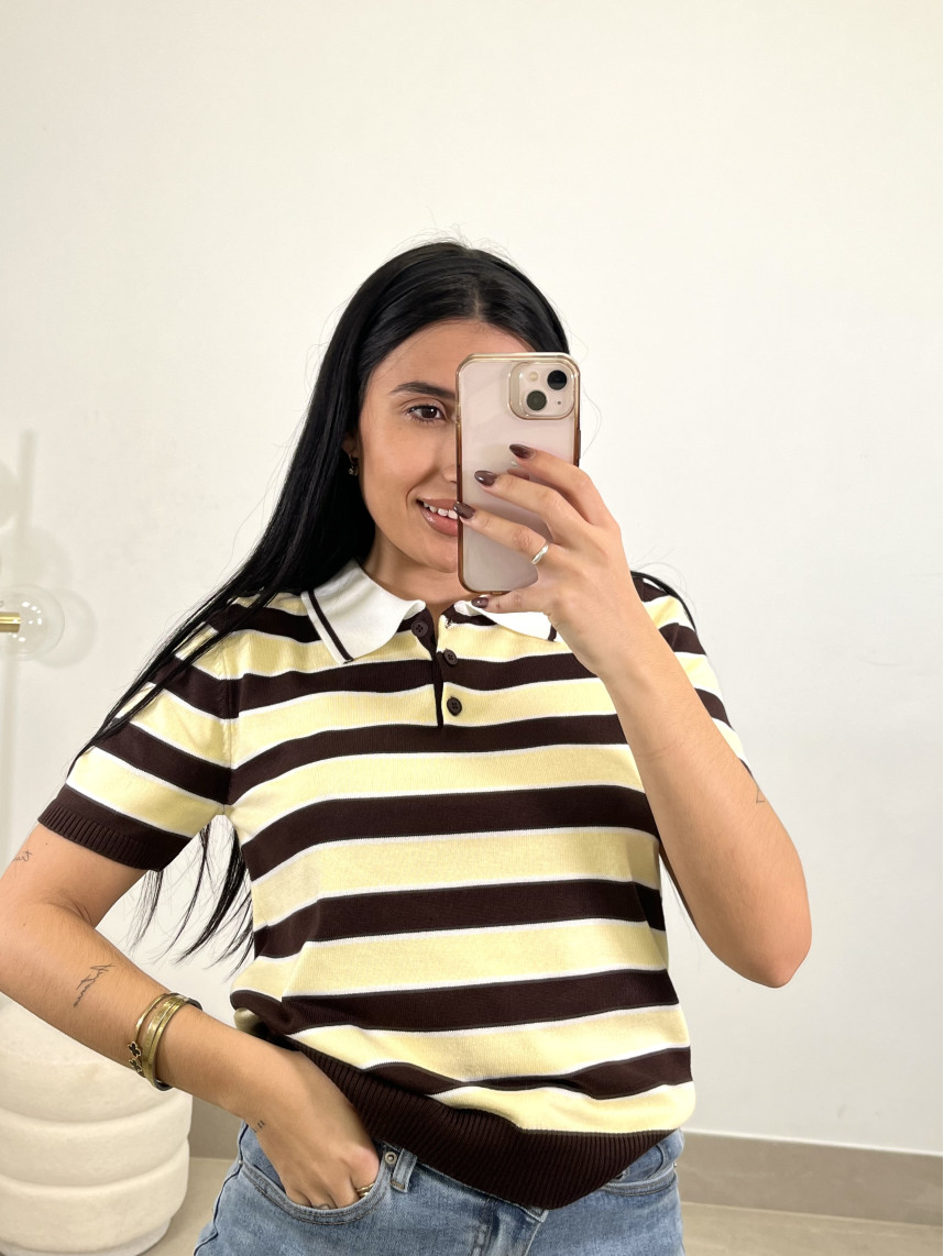 polo punto rayas amarillo/negro