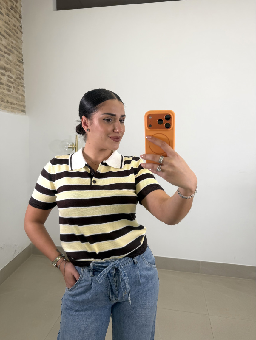 polo punto rayas amarillo/negro