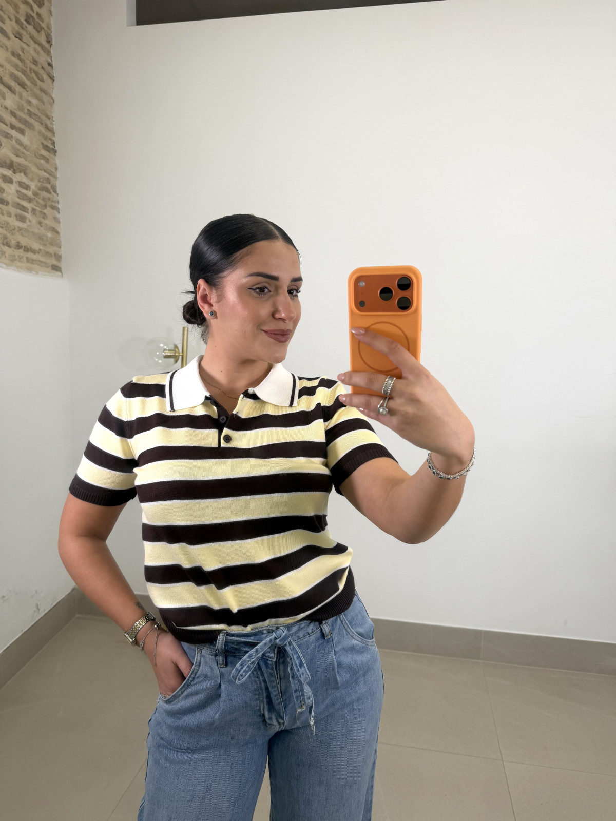 polo punto rayas amarillo/negro