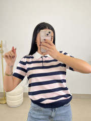 polo punto rayas rosa