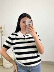 polo punto rayas negro/verde