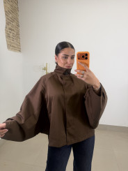 Chaqueta manga abullonada marron