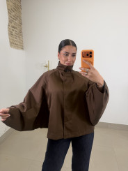 Chaqueta manga abullonada marron