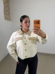 Rebeca punto combinado polipiel beige