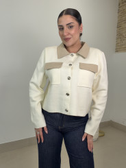 Rebeca punto combinado polipiel beige