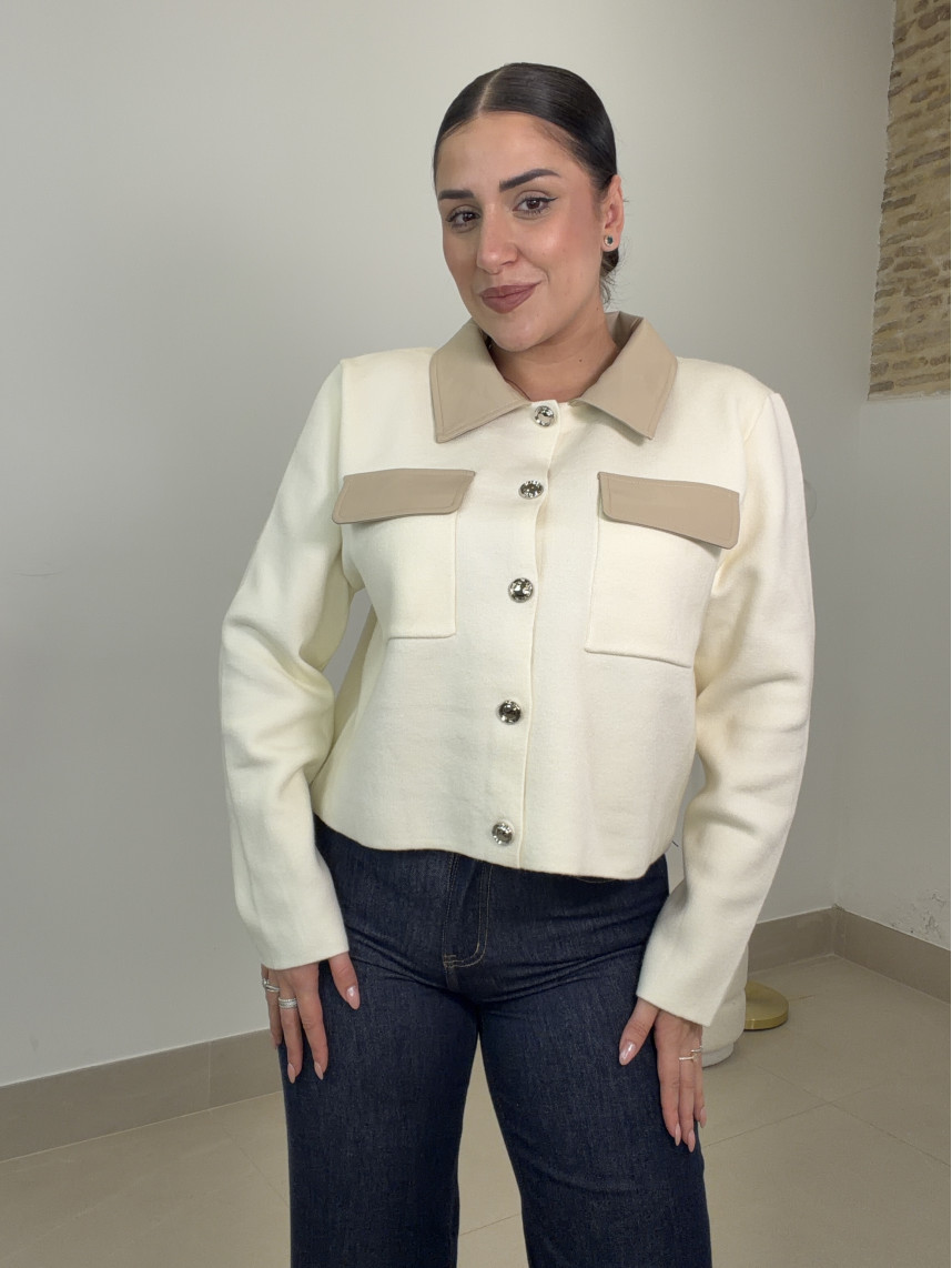 Rebeca punto combinado polipiel beige