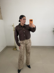 Rebeca punto combinado polipiel marron