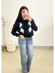 jersey punto botones rombos negro