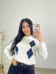 jersey punto botones rombos blanco