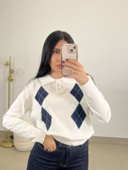 jersey punto botones rombos blanco
