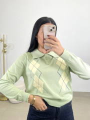 jersey punto botones rombos verde agua