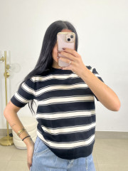 camiseta punto rayas negro