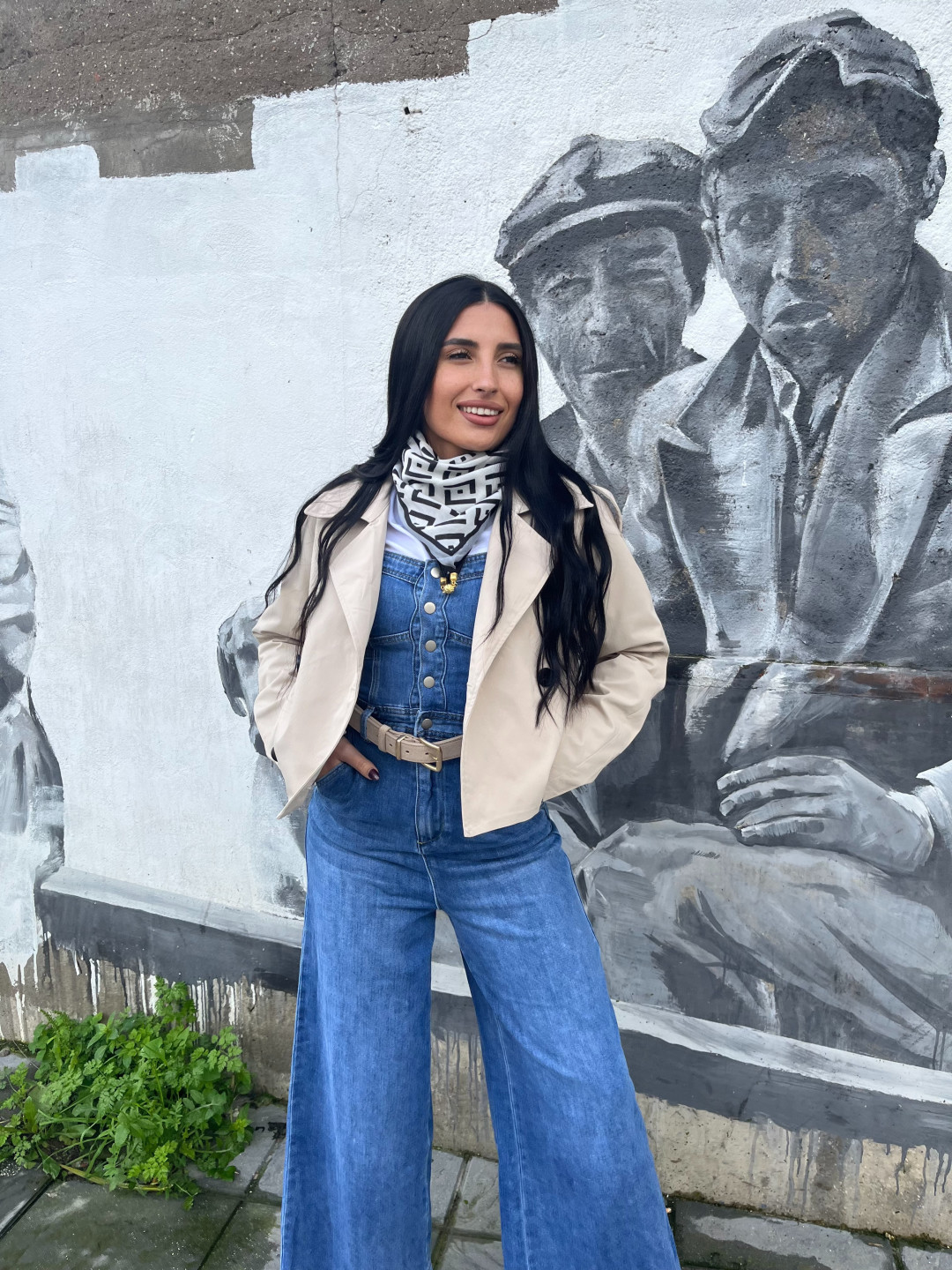 Gabardina crop beige