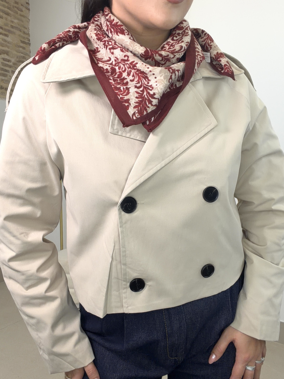 Gabardina crop beige