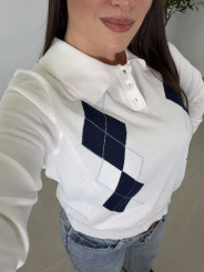 jersey punto botones rombos blanco