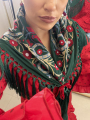 Manton verde botella flores