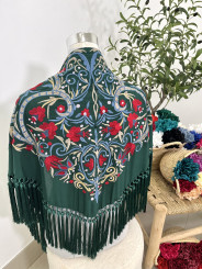 Manton verde botella flores