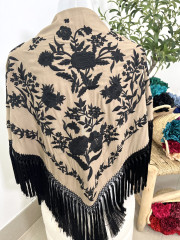 Mantón seda camel/negro 3