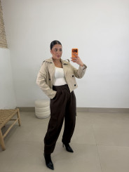 Pantalon pinzas barrel cargo