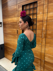 Vestido Sevilla turquesa con lunar verde agua