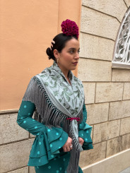 Vestido Sevilla turquesa con lunar verde agua