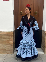 vestido Macu celeste lunar negro