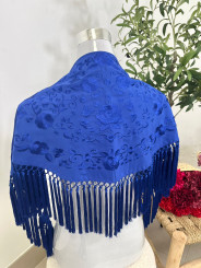 manton niña bordado liso azul electrico