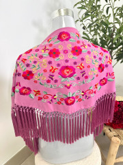 manton niña rosa flores