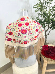 manton niña beige flores