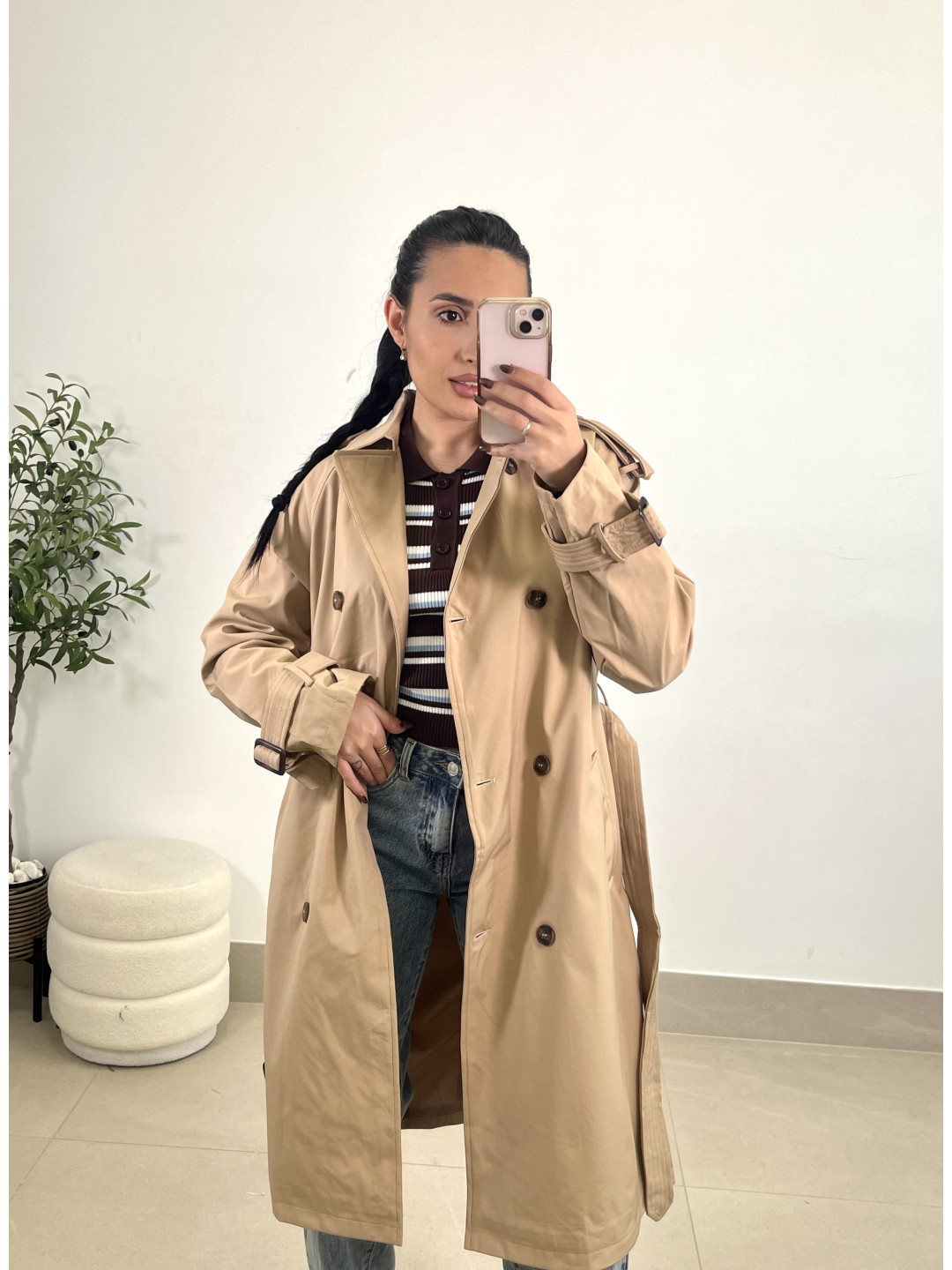 Gabardina basica camel