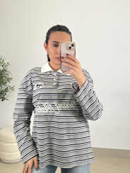 Polo rayas 1987 gris