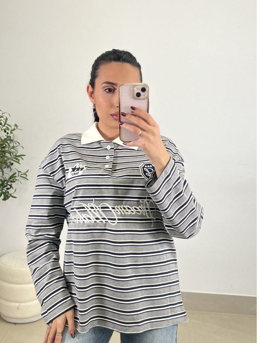 Polo rayas 1987 gris