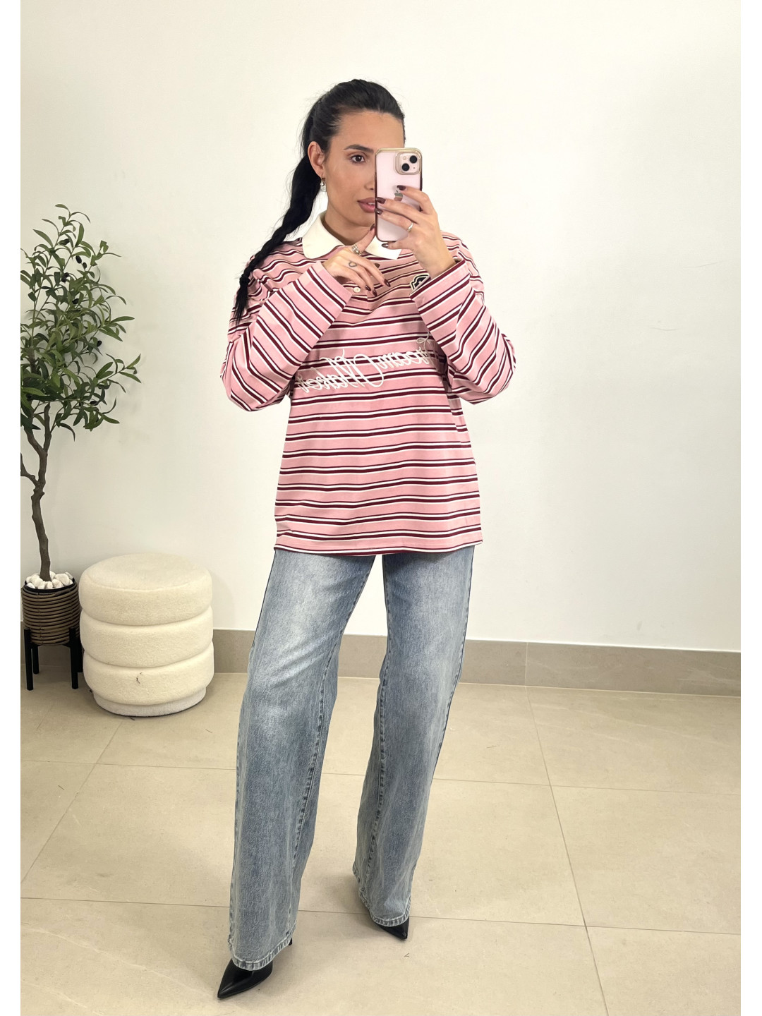 Polo rayas 1987 rosa