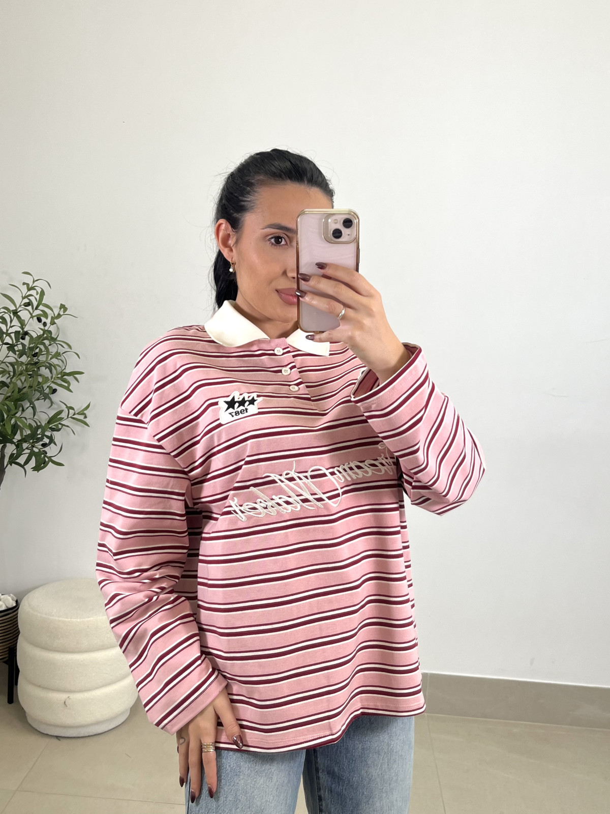 Polo rayas 1987 rosa