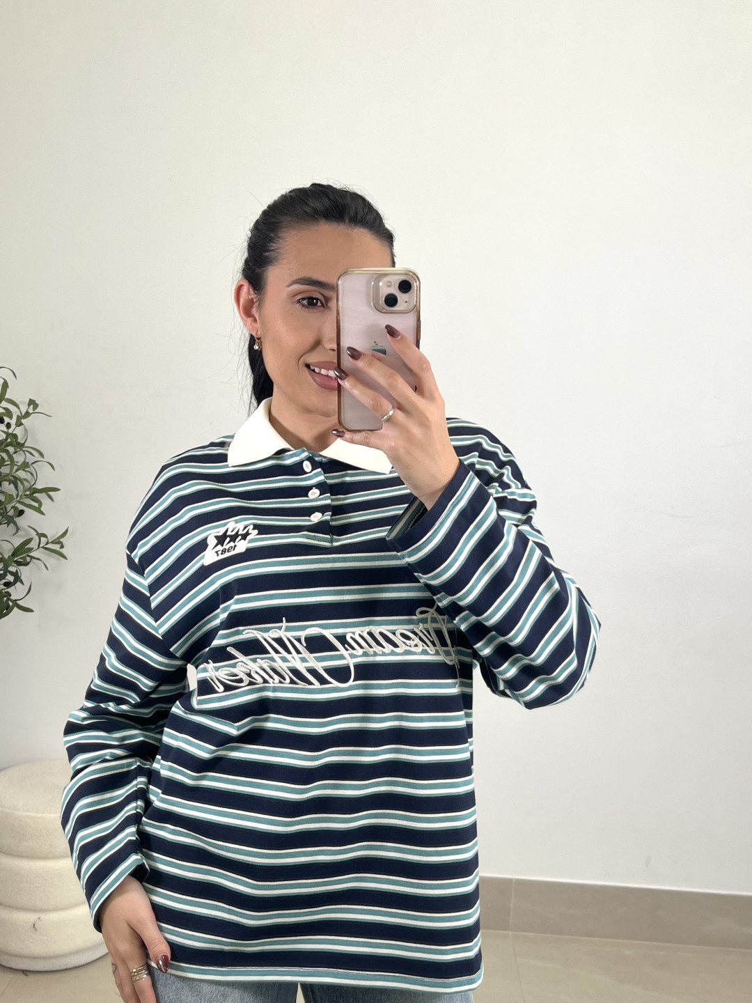 Polo rayas 1987 azul/verde agua