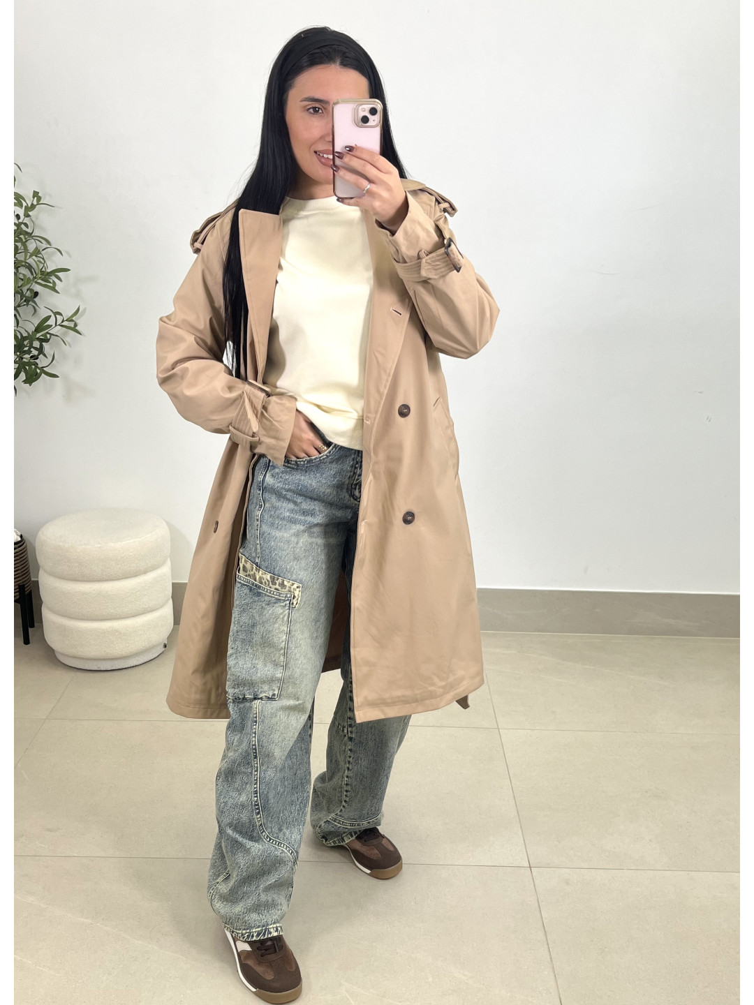 Gabardina basica camel